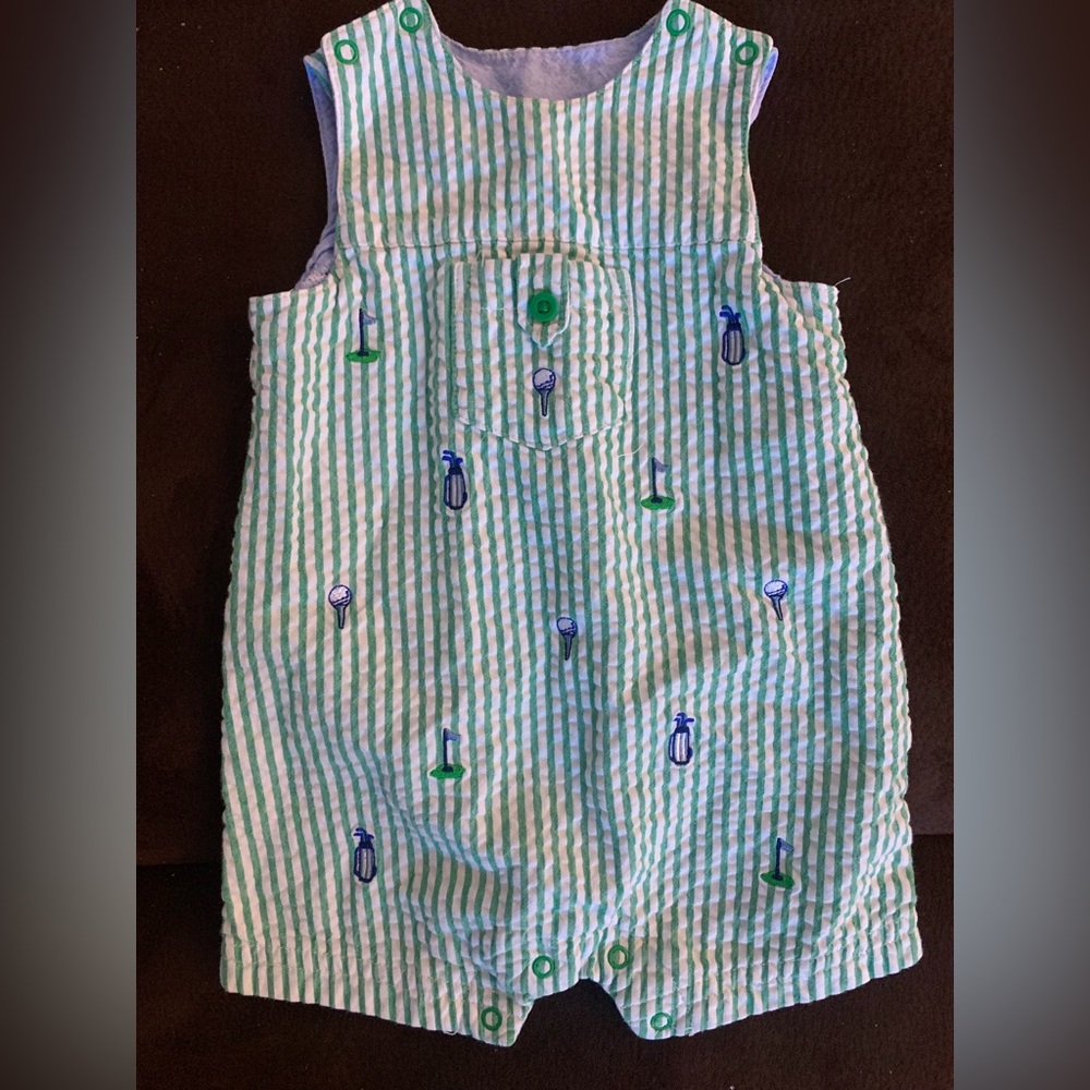 Boys golf seersucker romper